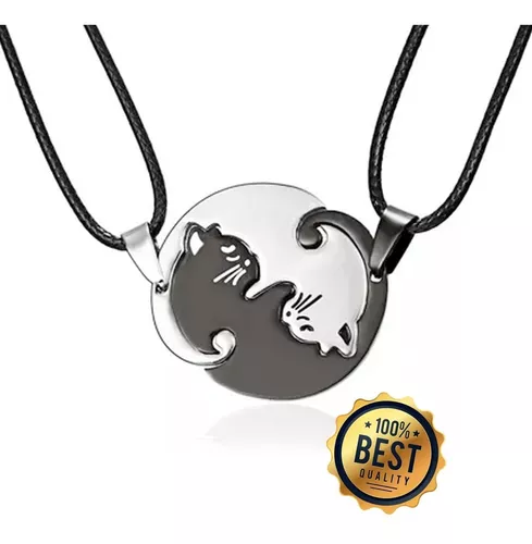 Collar Parejas Yin Yang Novios Acero Inox Cuero Amistad