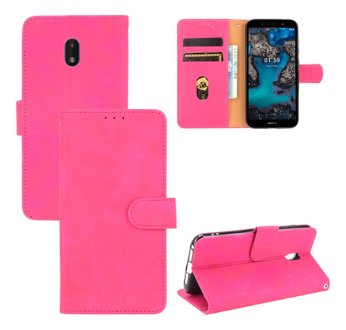 Funda Con Tacto Suave En Color Rojo Rosa For Nokia C1 Plus