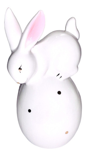 Figura Conejo De Pascua Ceramica Blanco 12 Cm Calidad Mod 2