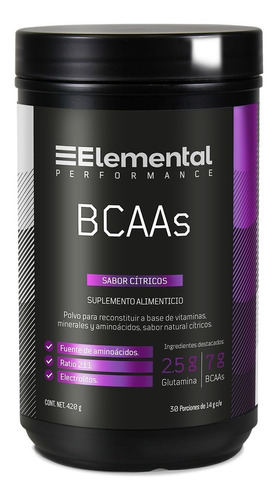 Aminoácidos Esenciales Bcaa Elemental 30 Servings