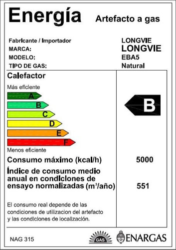Imagen 6 de 6 de Calefactor Tiro Balanceado Longvie Eba5 5000kcal Premium