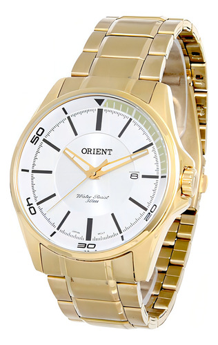Relógio Orient Masculino Mgss1130 S1kx Aço Dourado Original Cor do fundo Prateado
