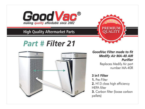 Goodvac H13 Filtro Hepa Verdadero Compatible Con Medify Air