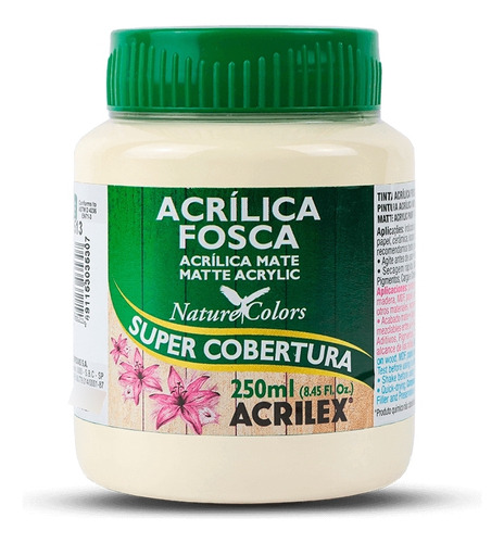 Tinta Acrílica Fosca Artesanato Acrilex 250ml Ótima Cobertur Cor Creme