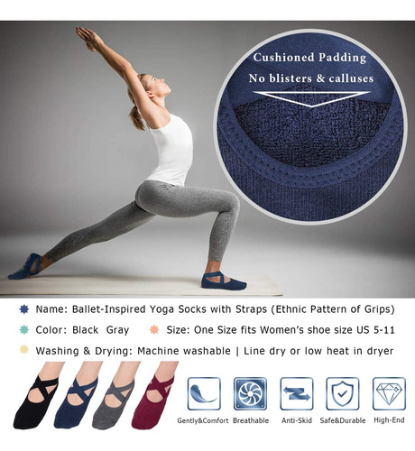 Calcetines Antideslizantes Ozaiic Para Yoga, Pilates, Barra