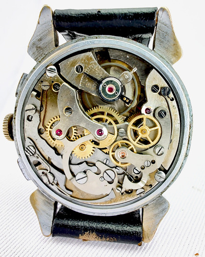 Reloj Cronografo Venus-landeron. Raro. Muy Antiguo. Excelent Negro Plateado Chocolate (Usado)