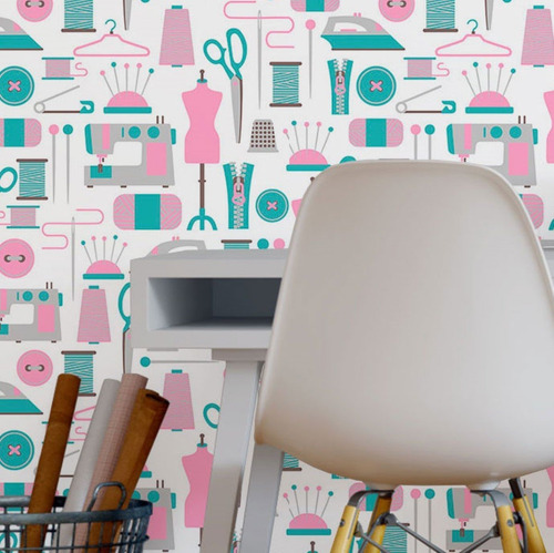 Imagem 4 de 4 de Papel De Parede Adesivo Ateliê De Costura N016052 0,58x3m
