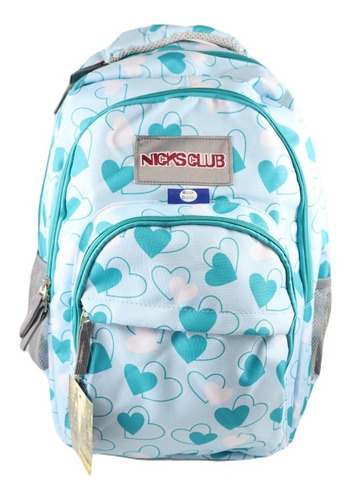 Mochila Urbana Nicks Club Piem Portalap Acolchonada Moda Color Celeste/CORAZON