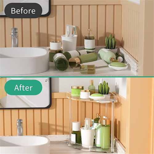 Organizador De Mostrador De Baño De Acrílico De 2 Niveles, C