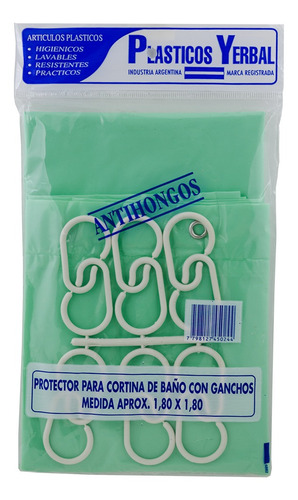 Imagen 1 de 2 de Protector Para Cortina De Baño Con Ganchos 1.80 X 1.80 Mts