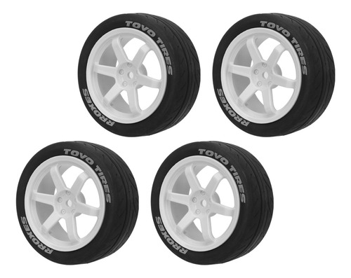 Ruedas 1/10 Rc Blancas Blancas, 4 Unidades, Neumáticos De Pl