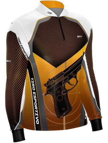 Imagem 5 de 7 de Camisa Tiro Esportivo Brk Atirador Laranja Com Fpu 50+