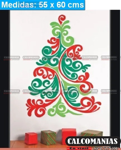 Vinilo Decorativo Navidad Arbol Navidad Moderno Colores