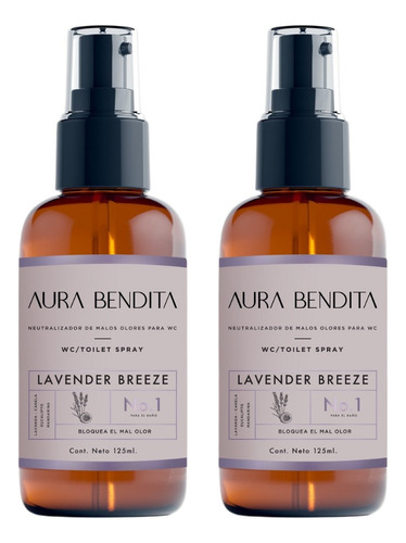 Kit Toilet Spray Aura Bendita Baño Lavender Breeze 2x125ml