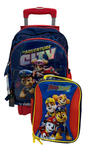Mochila Paw Patrol Mod 0321 Porta Laptop Y Lonchera Color Azul