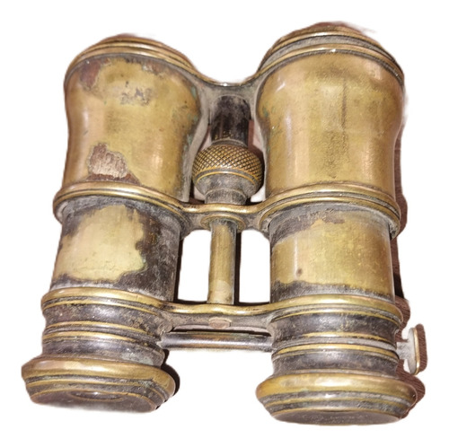 Antiguos Binoculares Franceses 1945 Trifocales De Bronce Dorado (Usado)