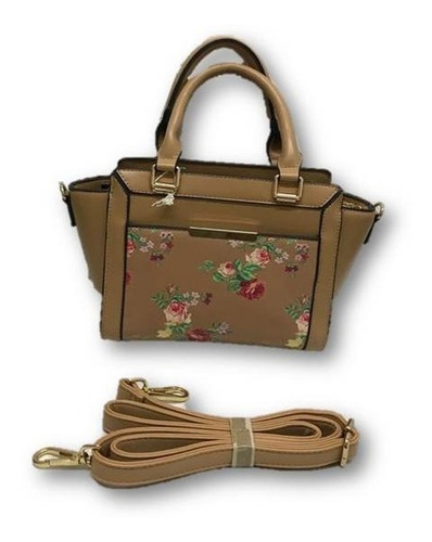 Imagen 1 de 6 de Bolso De Dama Mini Tote Diseño Flores Con Correa Ajustable