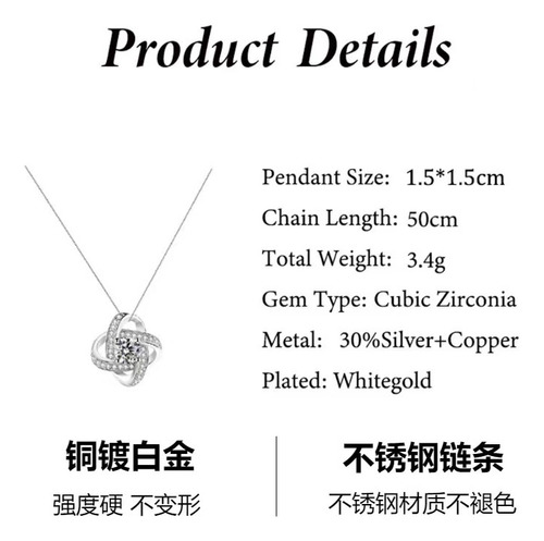 Four Leaf Clover Necklace Gift Box Mother;s Day