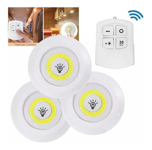 Set 3 Luz Led Inalambricas Portatil Control Remoto Dimer Xl