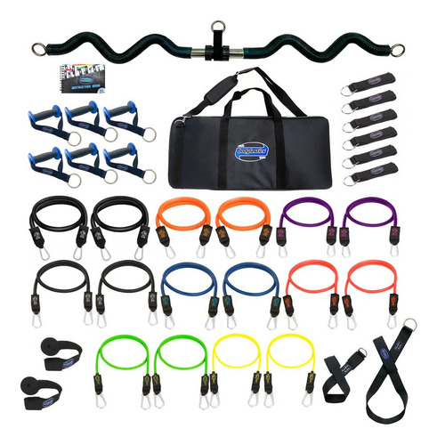 Bodylastics Ultimate Resistance Band Set & Curl Bar- Exercis