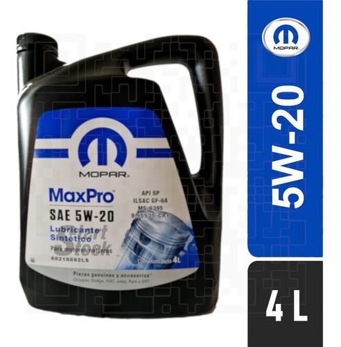 Imagen 2 de 4 de Aceite Motor 5w20 Mopar Max Pro Jeep Dodge Ram Fiat Chrysler
