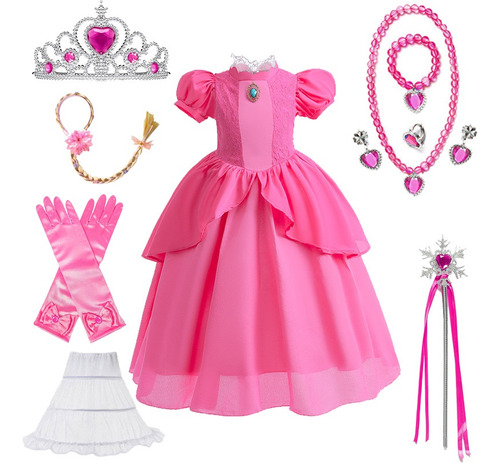 Disfraz De Princesa Peach Super Brothers Para Niñas Vestido