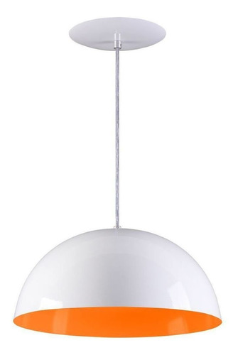 Luminária gaiola led de teto Rei da Iluminação Meia Lua 34 cor branco-brilhante/laranja 110V/220V