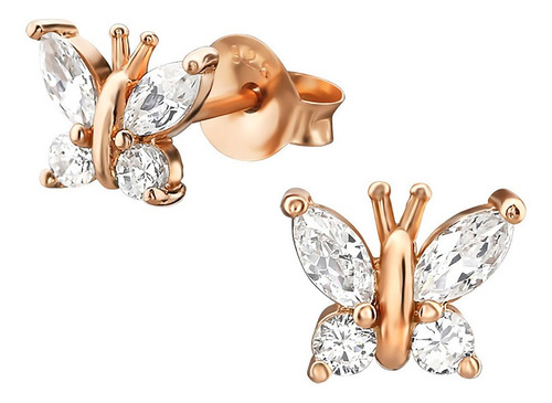 Aros Mariposa Plata 925 , Pendientes  Aretes  Oro Rosa