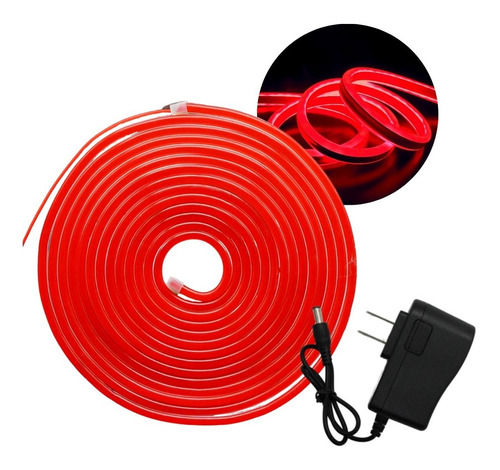 Manguera Tira Led Neon Flex Led 5 Mts Con Trasnformador 127v Color de la luz Rojo