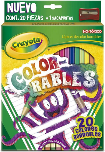 Lapices De Color Crayola Color-rables Borrables 20pz