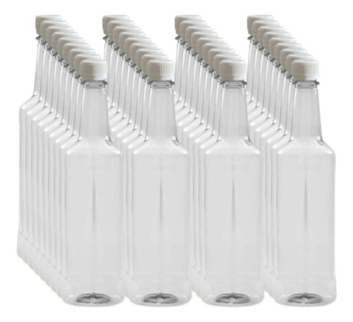 Botella Pet Licorera Y Jarabes 1 Lt Con Tapa Seg, 30 Pzs Blanco