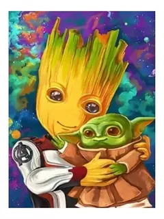 Pintura De Diamantes Diamond Painting Groot Y Yoda Kit Compl