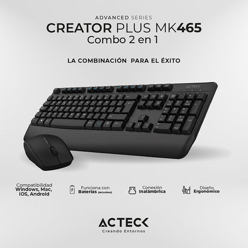 Kit Teclado Y Mouse Acteck Creator Plus Mk465 Inalambrico