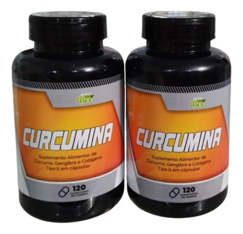 Curcumina+gengibre+colágeno Tipoii 2 Frascos 120 Comp Cada