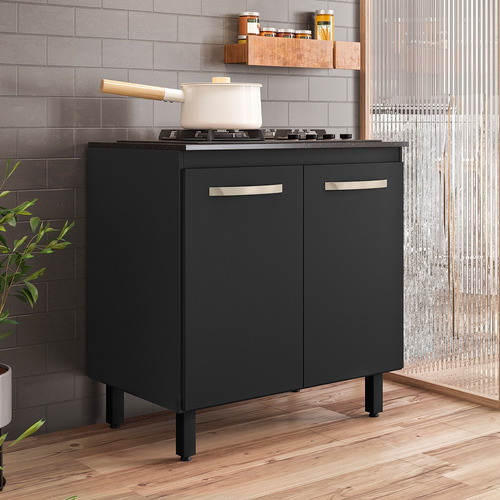 Balcão Multiuso Para Cooktop 4 Ou 5 Bocas 80cm Com 2 Portas