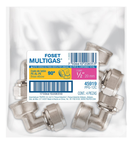 Codo 90° Para Pealpe, 1/2', Foset 45919