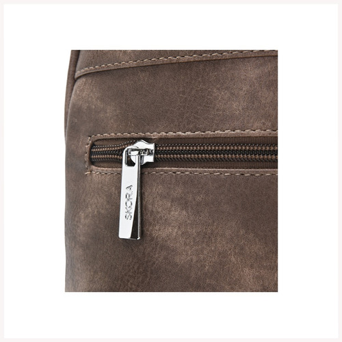 Mochila Dama Bolso Cartera Para Mujer Classic Skora Color Marrón Claro Diseño De La Tela Liso