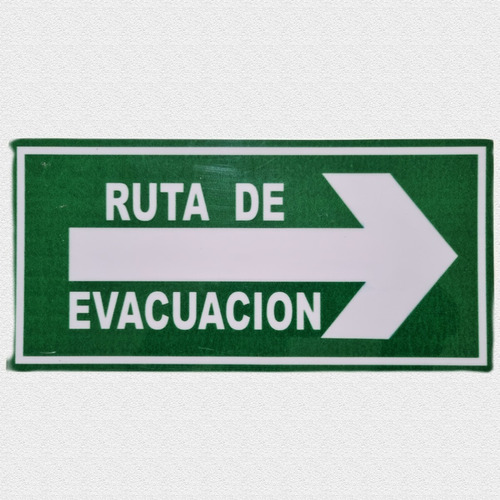 Señal Ruta De Evacuación Derecha 27x13cm. Cinta Doble Cara.