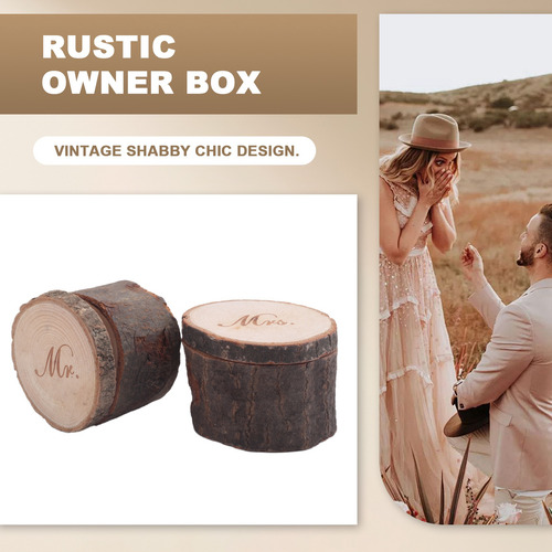Soporte De Almohada Rústico Para Anillos De Boda Mr & Mrs Sh