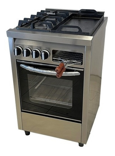 Cocina Usman Industrial 991 a gas 2 hornallas  acero inox puerta con visor