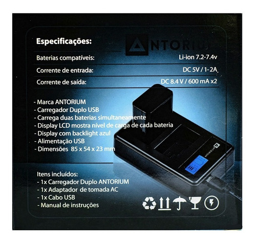Imagem 7 de 7 de Carregador Duplo P/ Bateria En-el14 Nikon D5300 D5200 D5100