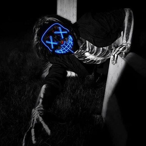 Máscara Luz Led La Purga Halloween Fantasma Fiesta De Vestir Color Verde