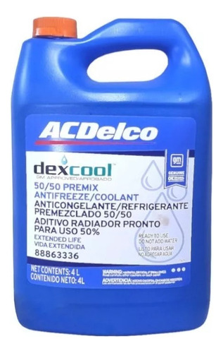 Refrigerante Acdelco Original Importado Usa 50/50 Cont 4 Lts