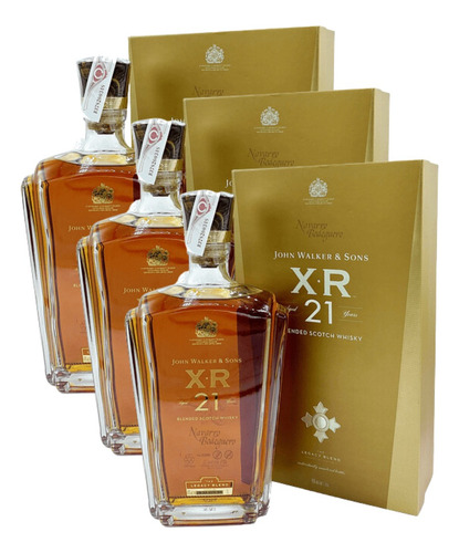 Whisky Johnnie Walker Xr 21 Años 750 Ml Pack 3