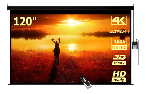 Pantalla Proyeccion Negra, Electrica, 120'' Hd 16:9, Remoto