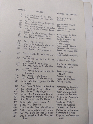 Postres Nestlé Num 3- 3er Concurso Nestlé Vintage 60s (Usado)