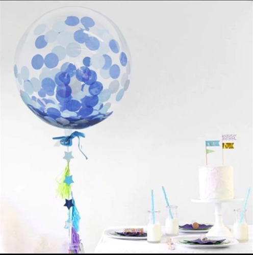 6 Globos Transparente 36cm+ Plumones+perlas De Colores