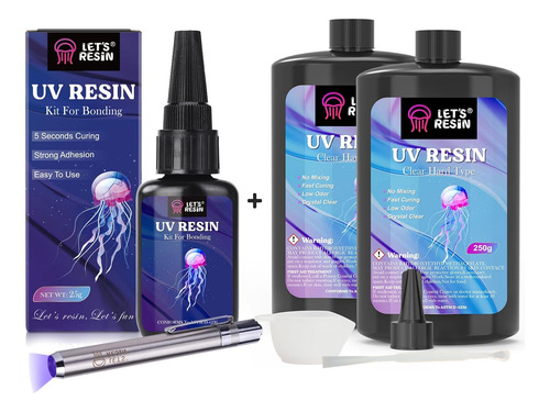 Kit De Resina Uv Con Linterna Y Resina Transparente De 525 M