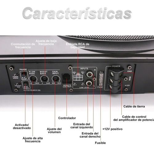 Subwoofer Amplificado 10 Pulgadas 800w Bajos Para Auto