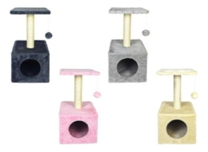 Rascador Para Gatos Desarmable Con Casa Elegir Color 60.5x30